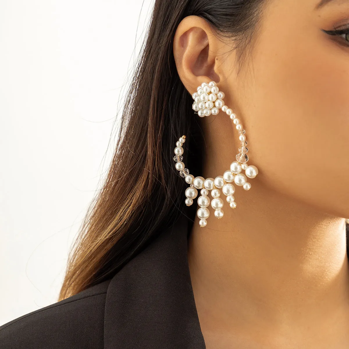 Wholesale Baroque Champagne Imitation Pearl Earrings