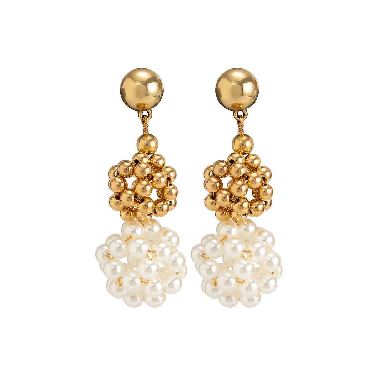 Wholesale Baroque Champagne Imitation Pearl Earrings