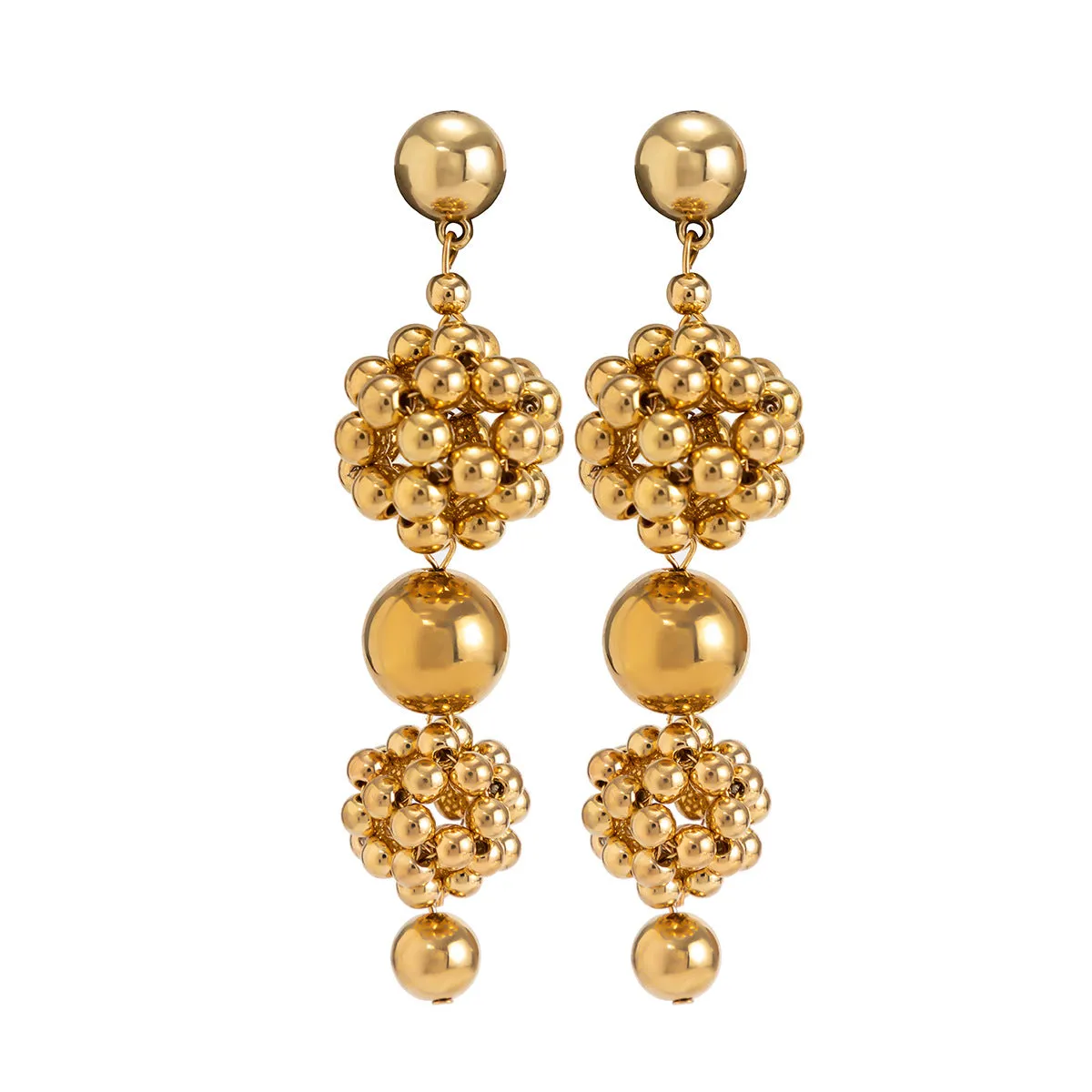 Wholesale Baroque Champagne Imitation Pearl Earrings