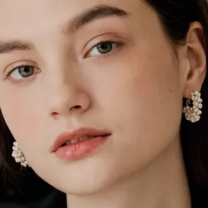 Wholesale Bead Circle Pearl Handmade Niche High-end Earrings