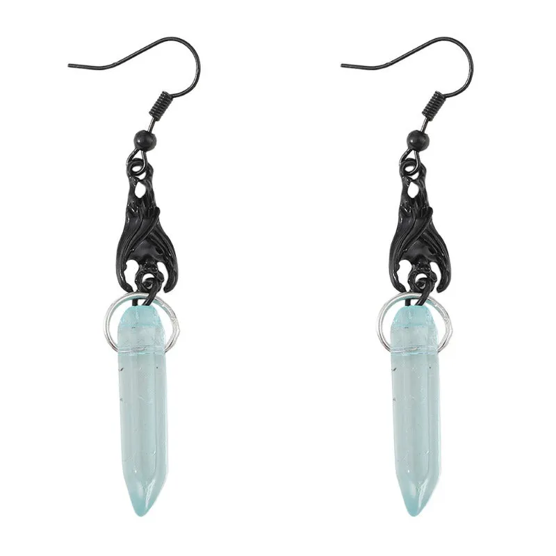 Wholesale Black Claw Hook Irregular Cylindrical Colored Crystal Creative Simple Personality Niche Earrings