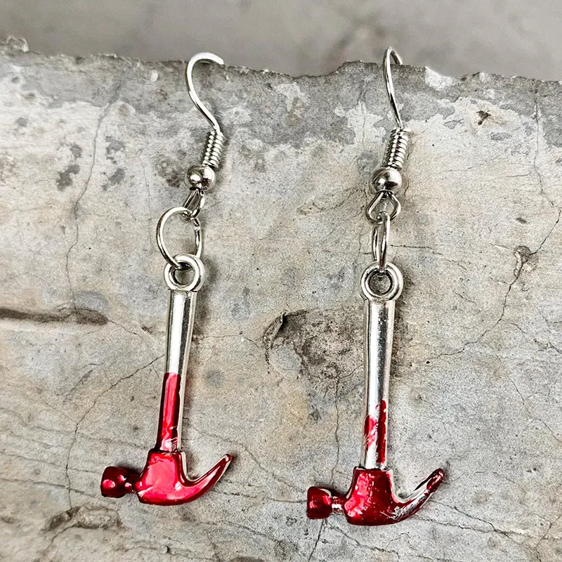 Wholesale Blood Horror Halloween Scissors Axe Knife Earrings