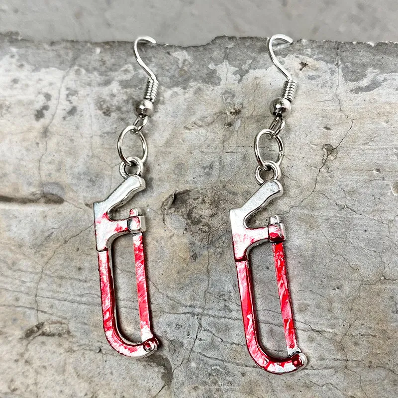 Wholesale Blood Horror Halloween Scissors Axe Knife Earrings