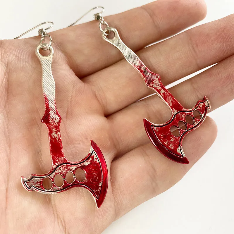 Wholesale Blood Horror Halloween Scissors Axe Knife Earrings