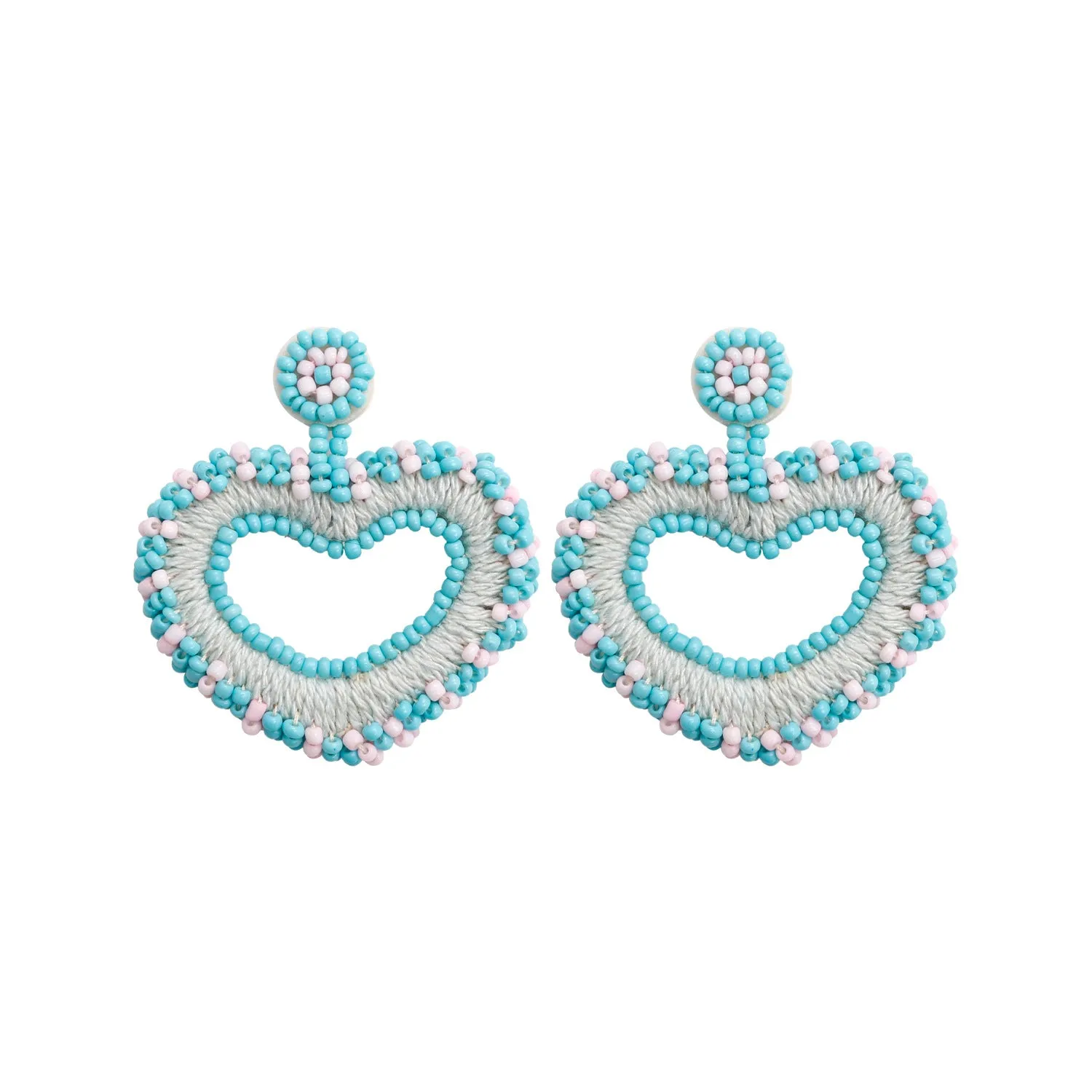 Wholesale Bohemian Exaggerated Retro Heart-shaped Ethnic Rice Beads Earrings Handmade Tassel Love Mother's Day Earrings