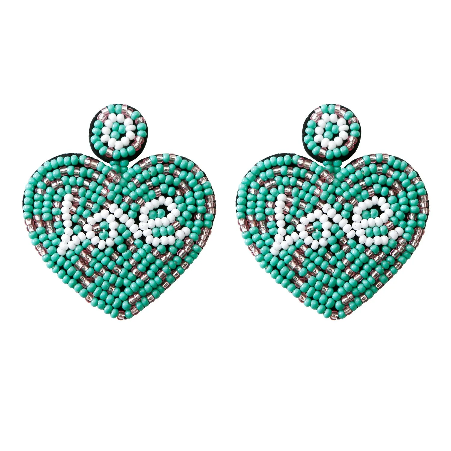 Wholesale Bohemian Exaggerated Retro Heart-shaped Ethnic Rice Beads Earrings Handmade Tassel Love Mother's Day Earrings