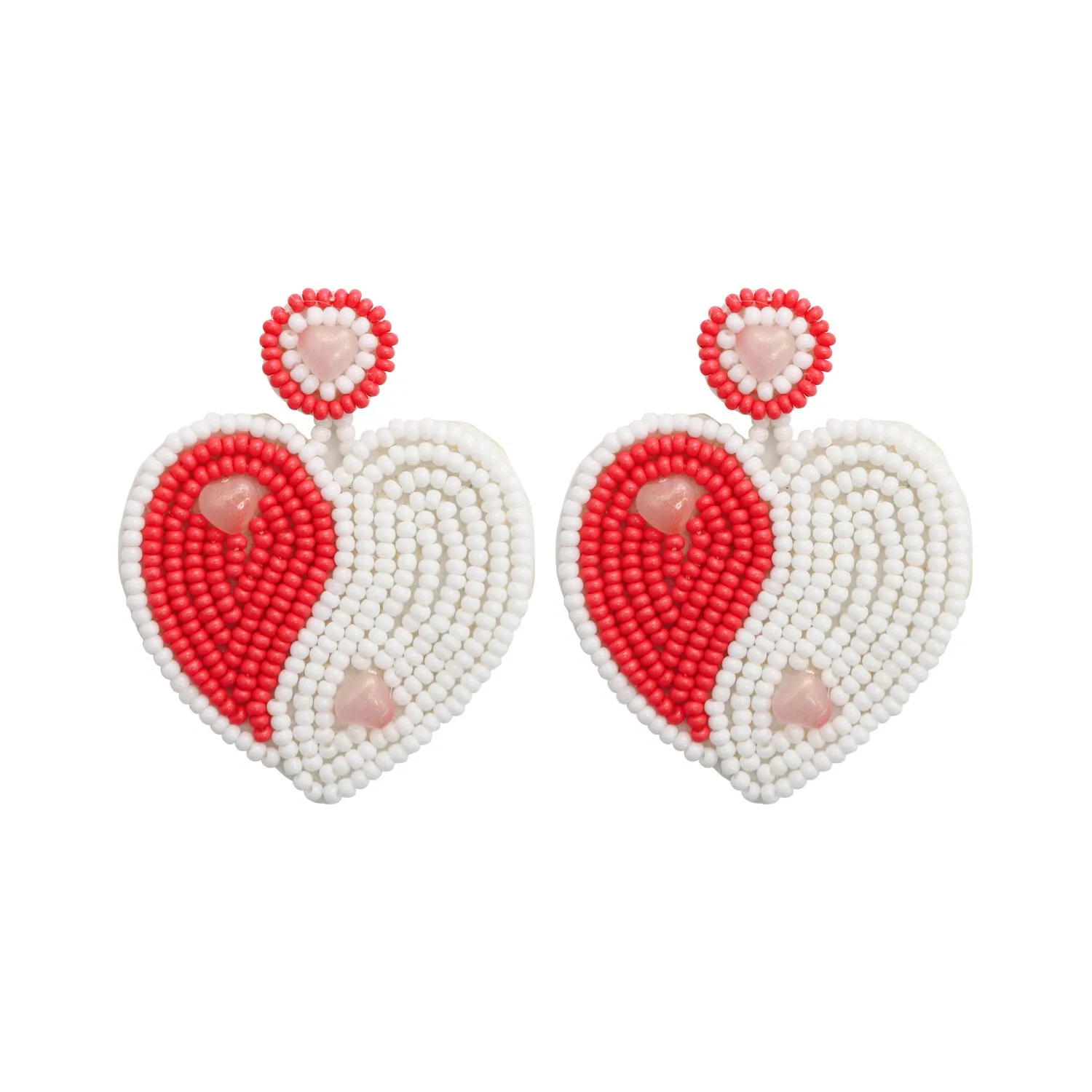 Wholesale Bohemian Exaggerated Retro Heart-shaped Ethnic Rice Beads Earrings Handmade Tassel Love Mother's Day Earrings