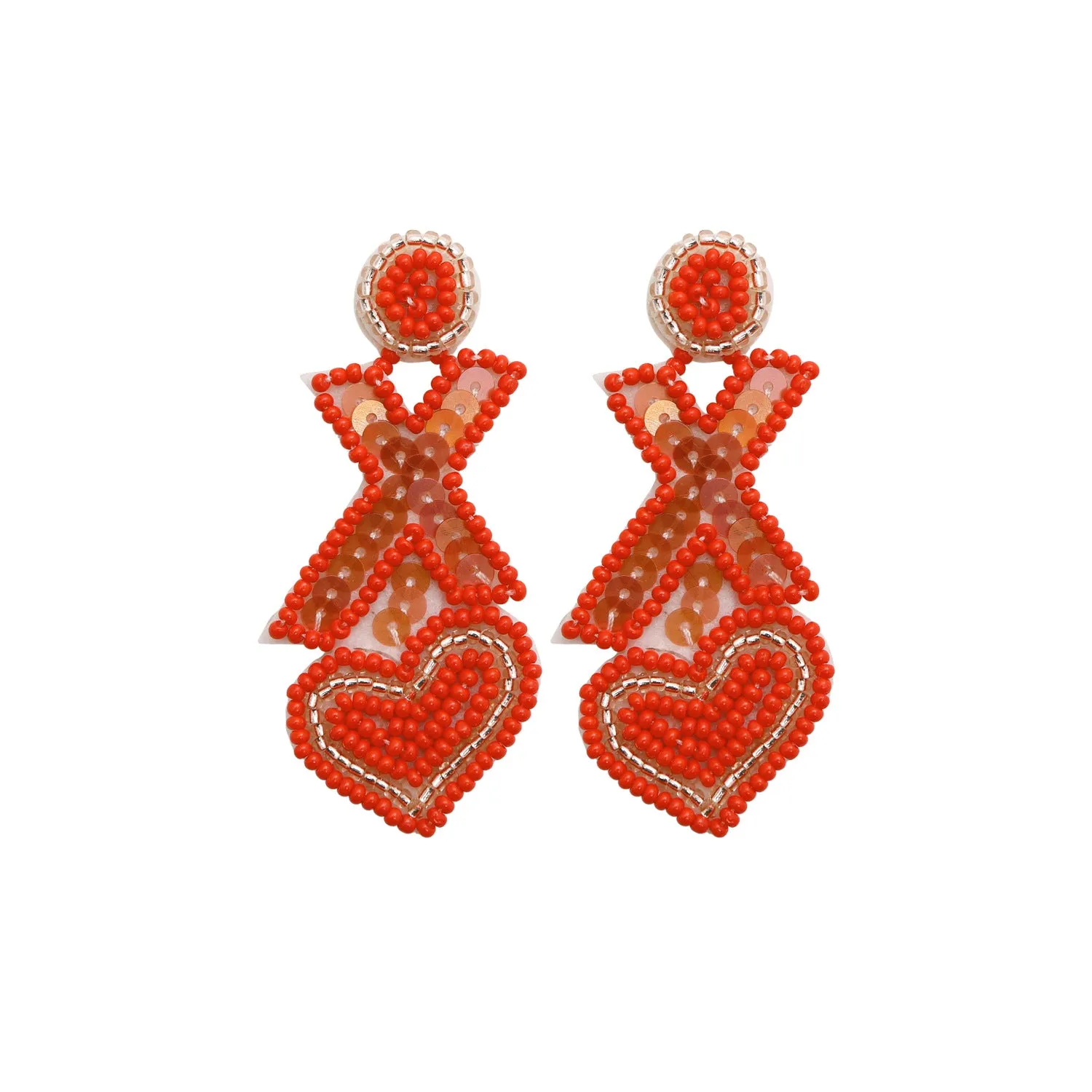Wholesale Bohemian Exaggerated Retro Heart-shaped Ethnic Rice Beads Earrings Handmade Tassel Love Mother's Day Earrings