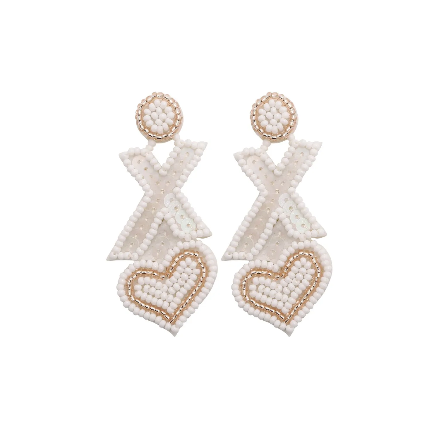 Wholesale Bohemian Exaggerated Retro Heart-shaped Ethnic Rice Beads Earrings Handmade Tassel Love Mother's Day Earrings