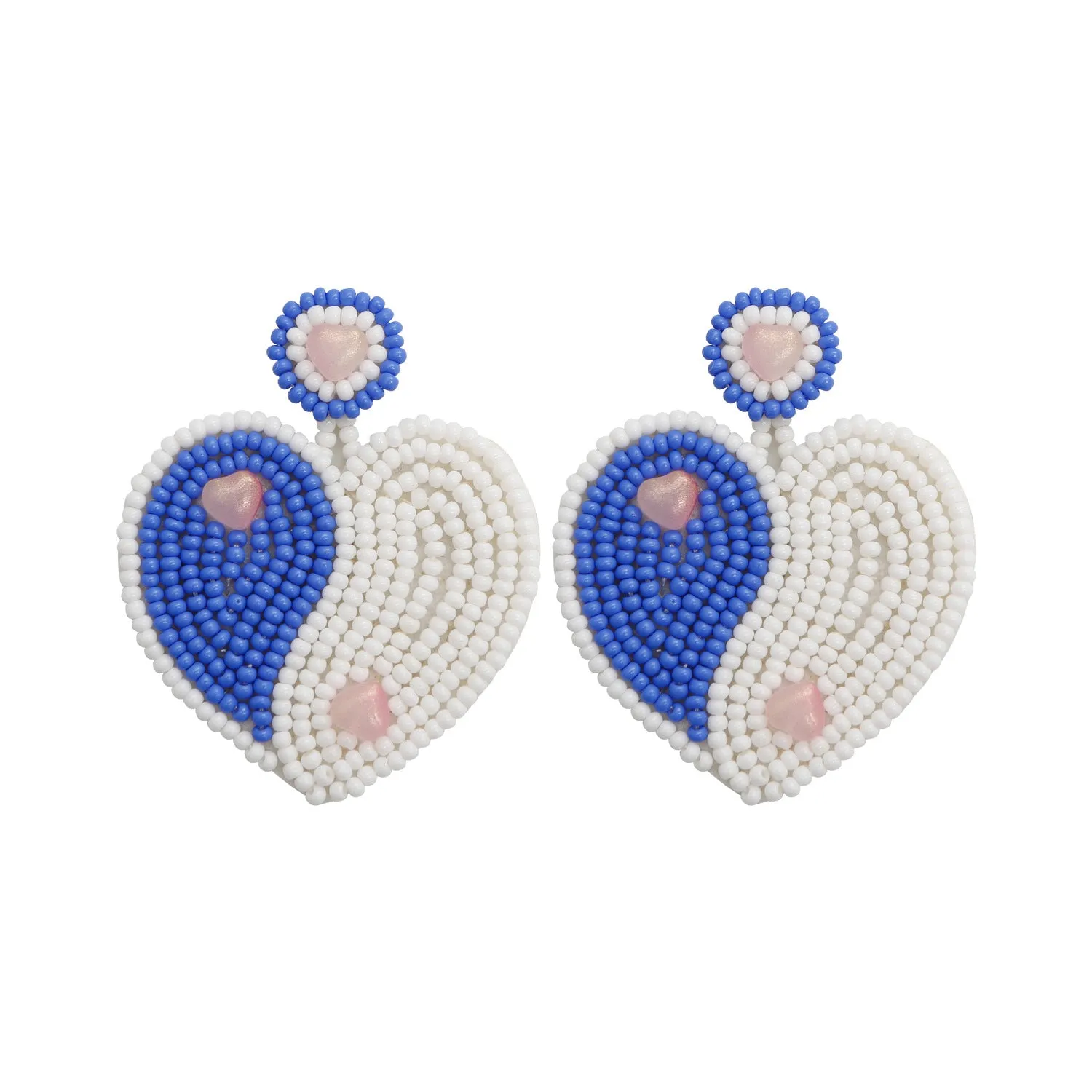 Wholesale Bohemian Exaggerated Retro Heart-shaped Ethnic Rice Beads Earrings Handmade Tassel Love Mother's Day Earrings