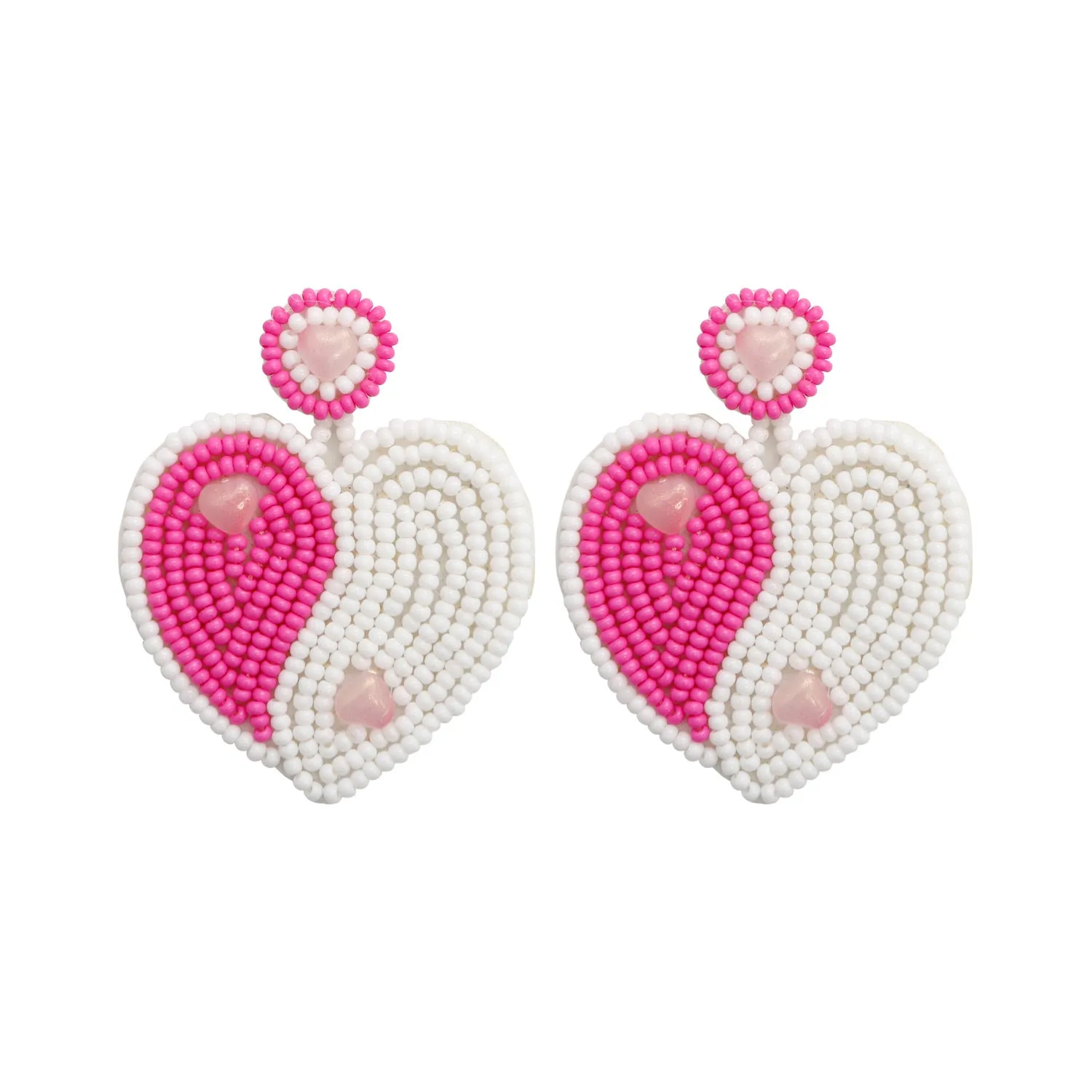 Wholesale Bohemian Exaggerated Retro Heart-shaped Ethnic Rice Beads Earrings Handmade Tassel Love Mother's Day Earrings