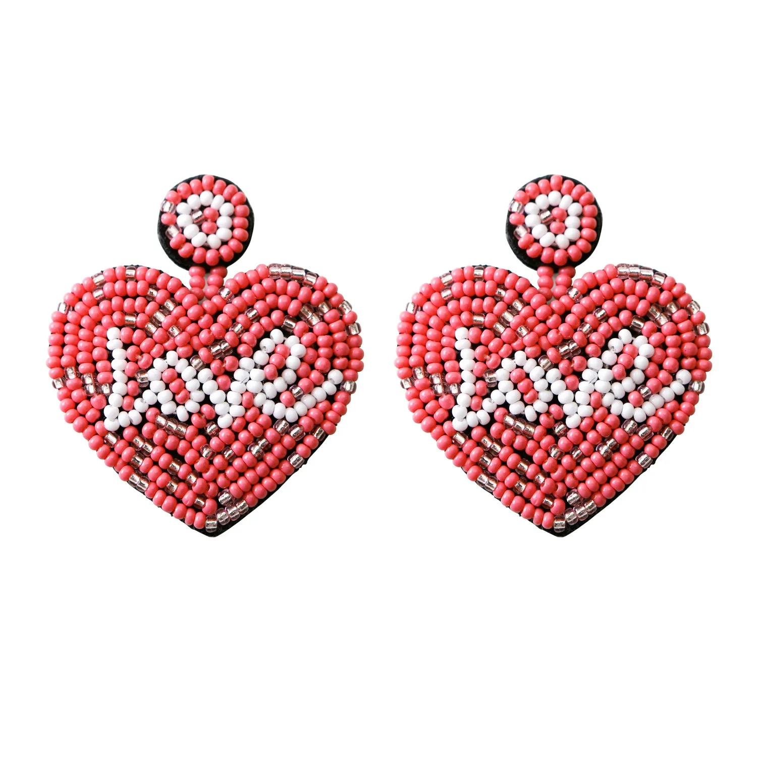 Wholesale Bohemian Exaggerated Retro Heart-shaped Ethnic Rice Beads Earrings Handmade Tassel Love Mother's Day Earrings