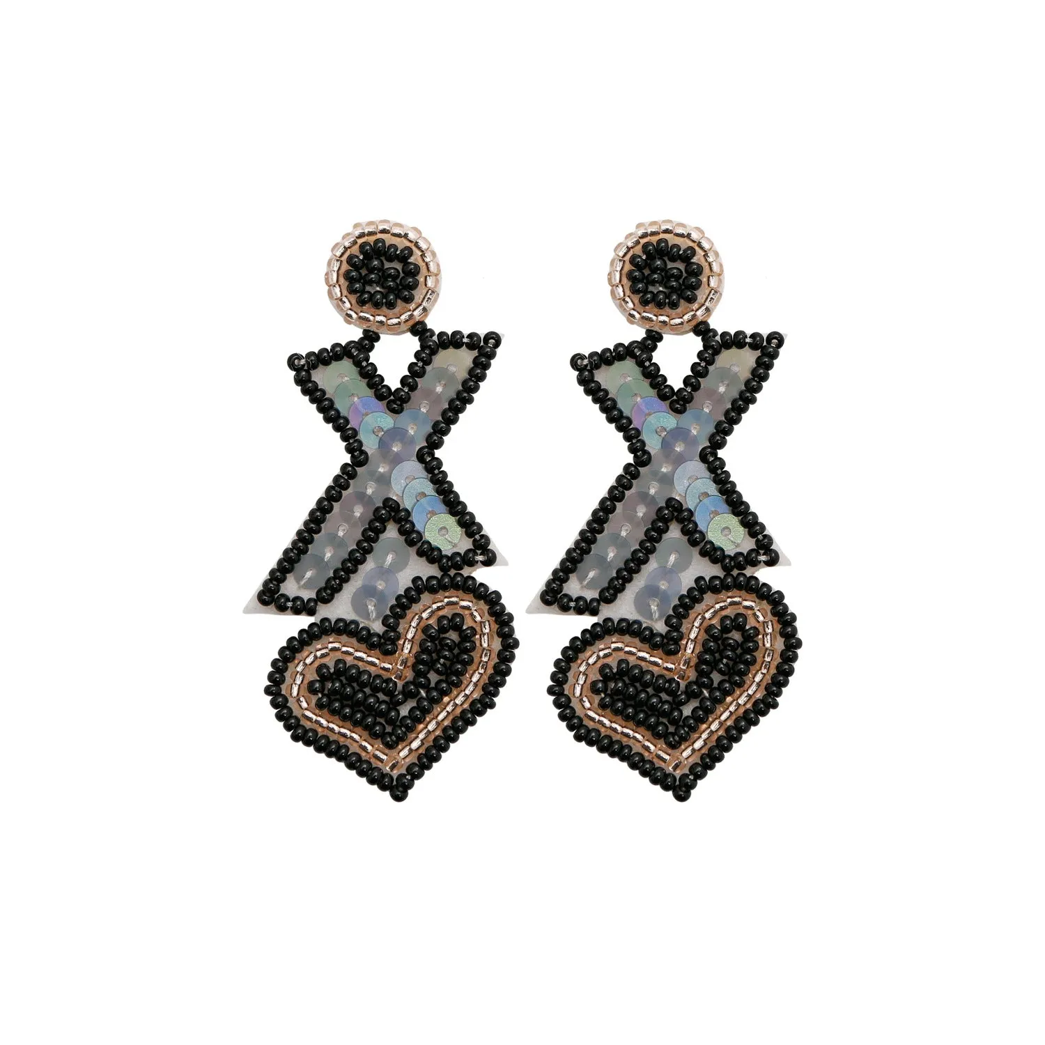 Wholesale Bohemian Exaggerated Retro Heart-shaped Ethnic Rice Beads Earrings Handmade Tassel Love Mother's Day Earrings