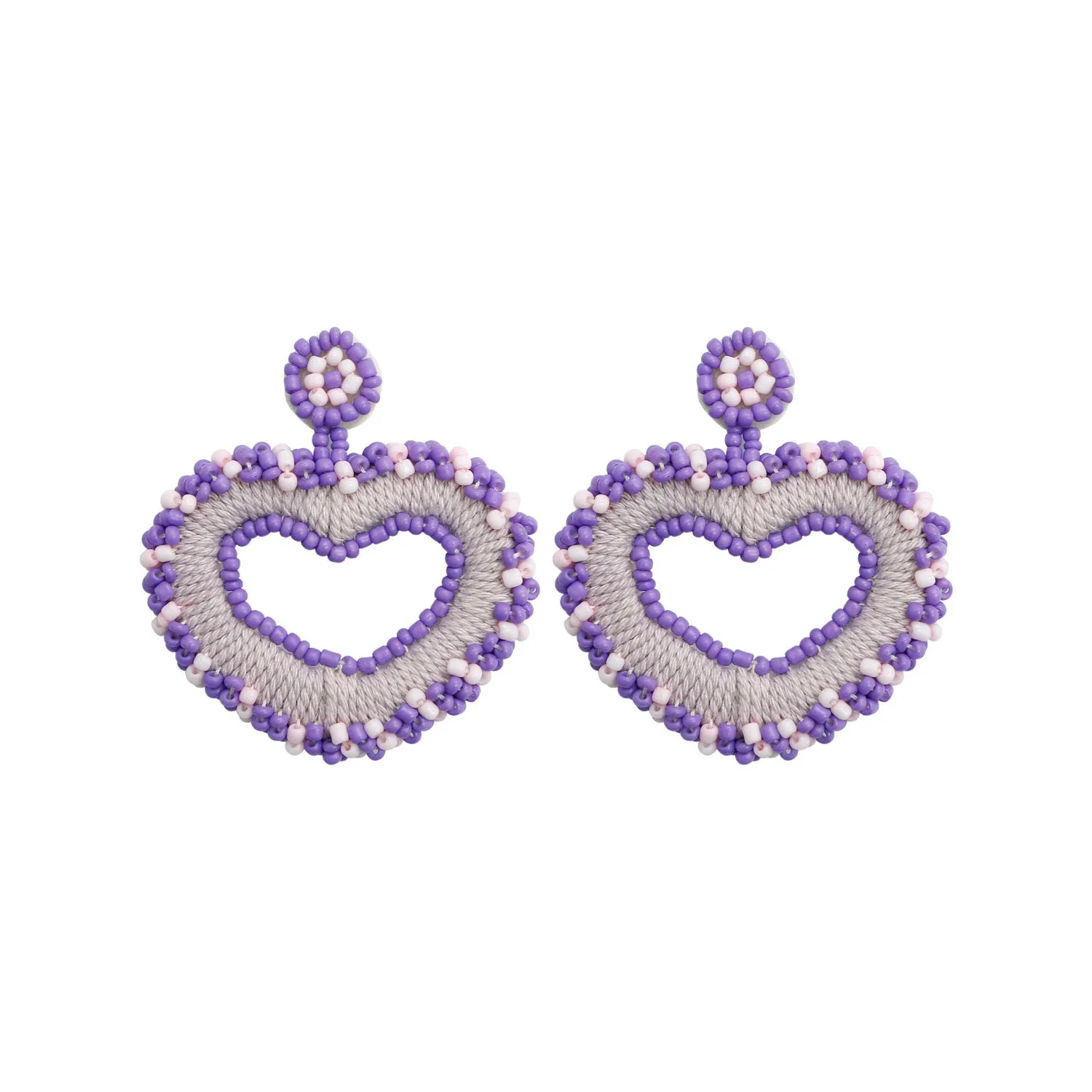Wholesale Bohemian Exaggerated Retro Heart-shaped Ethnic Rice Beads Earrings Handmade Tassel Love Mother's Day Earrings