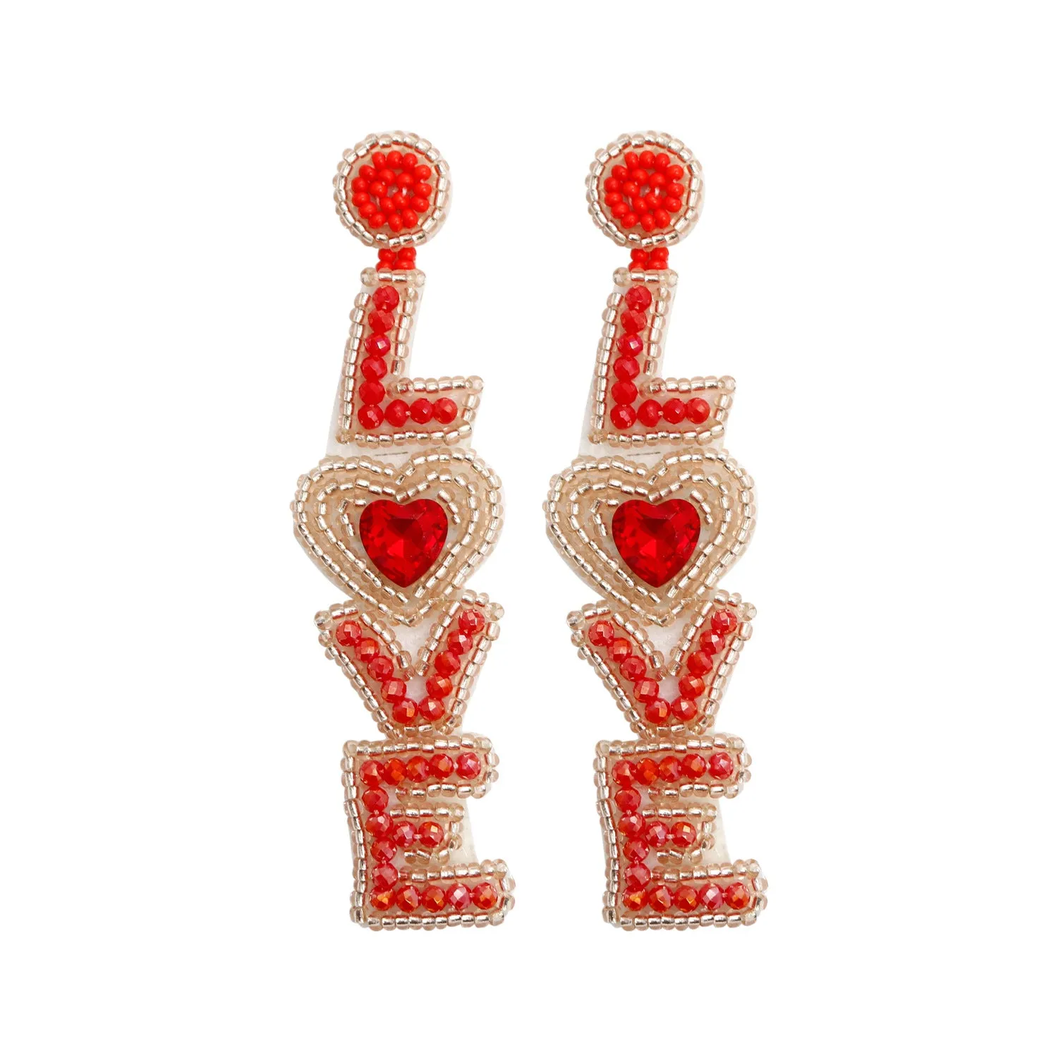 Wholesale Bohemian Exaggerated Retro Heart-shaped Ethnic Rice Beads Earrings Handmade Tassel Love Mother's Day Earrings
