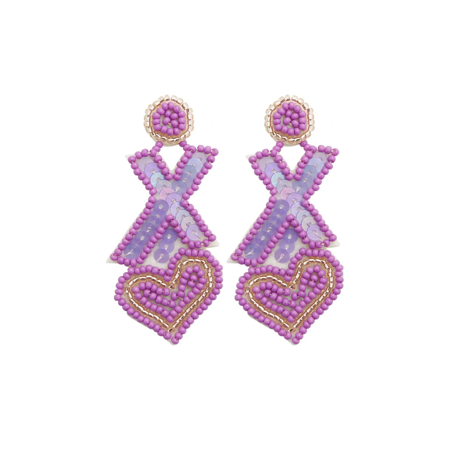 Wholesale Bohemian Exaggerated Retro Heart-shaped Ethnic Rice Beads Earrings Handmade Tassel Love Mother's Day Earrings