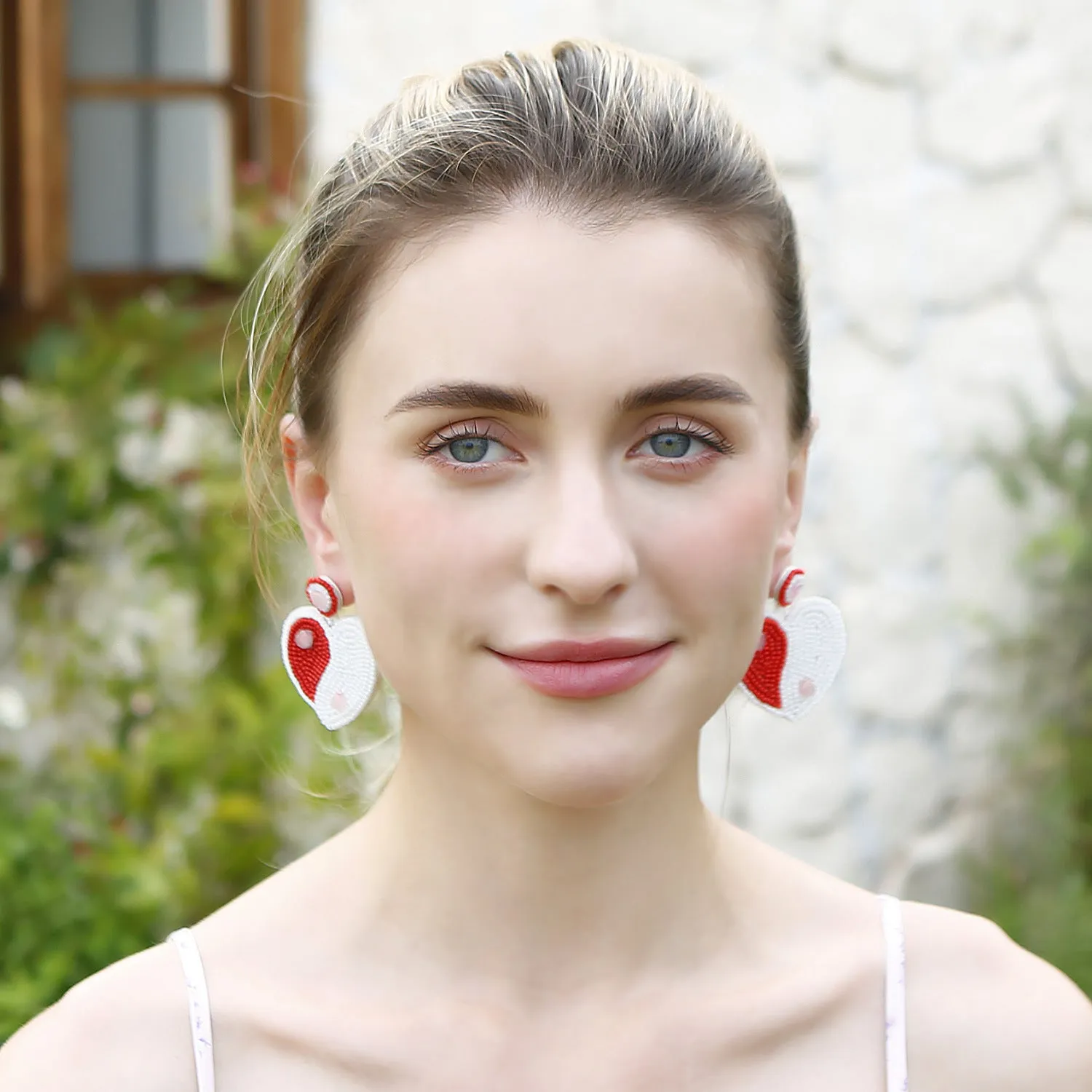Wholesale Bohemian Exaggerated Retro Heart-shaped Ethnic Rice Beads Earrings Handmade Tassel Love Mother's Day Earrings