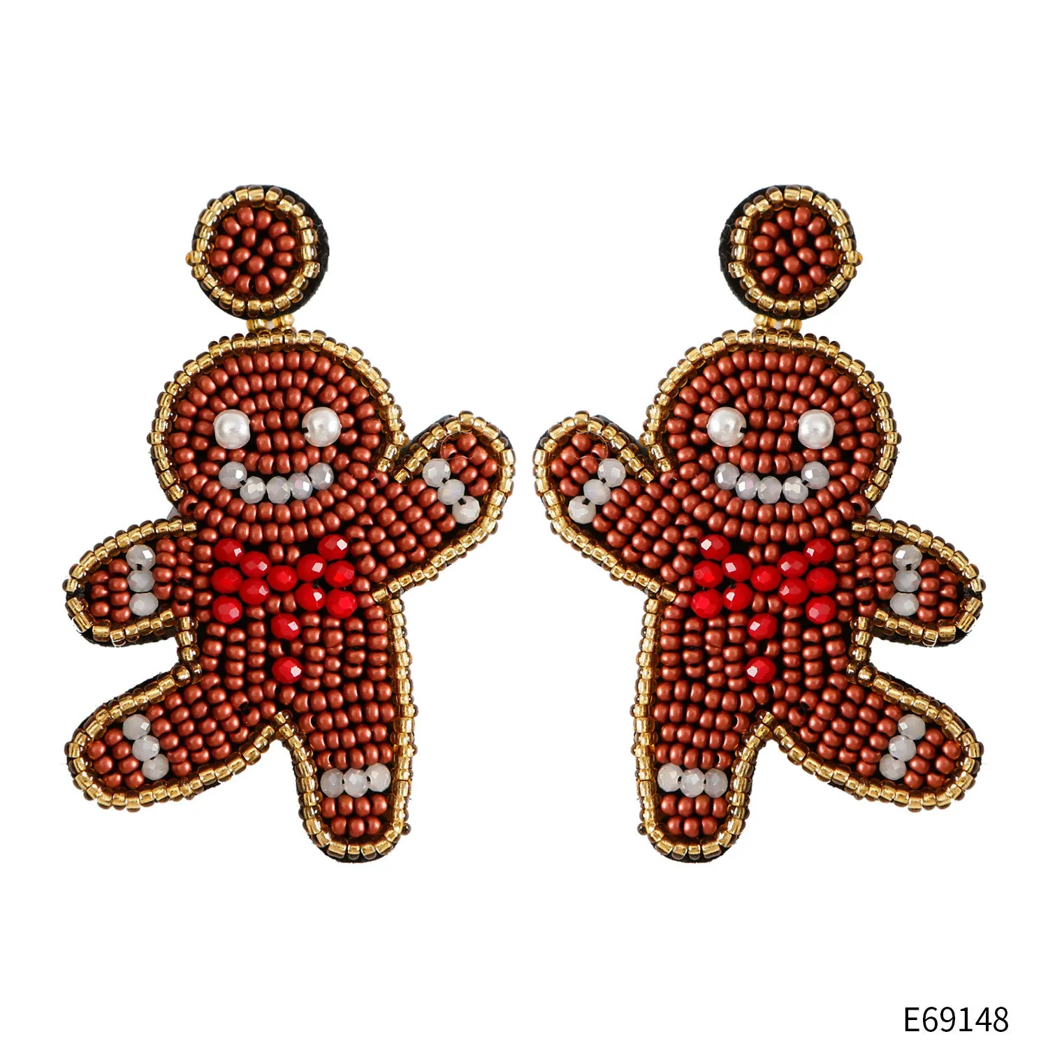 Wholesale Bohemian Hand-woven Bear Christmas Earrings