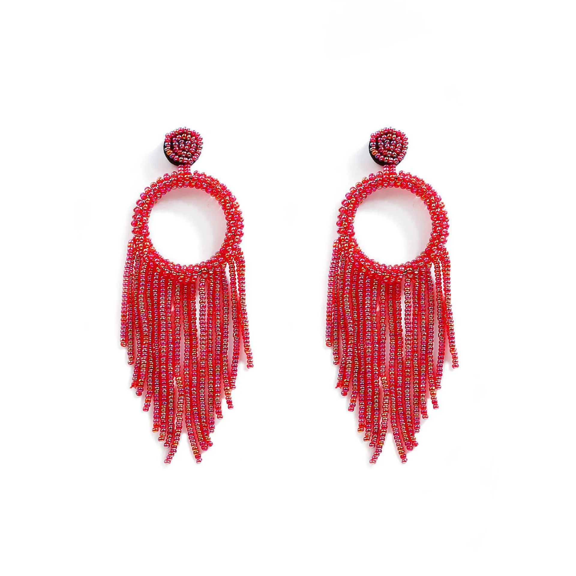 Wholesale Bohemian Hand-woven Christmas Cute Lightweight Rice Bead Earrings