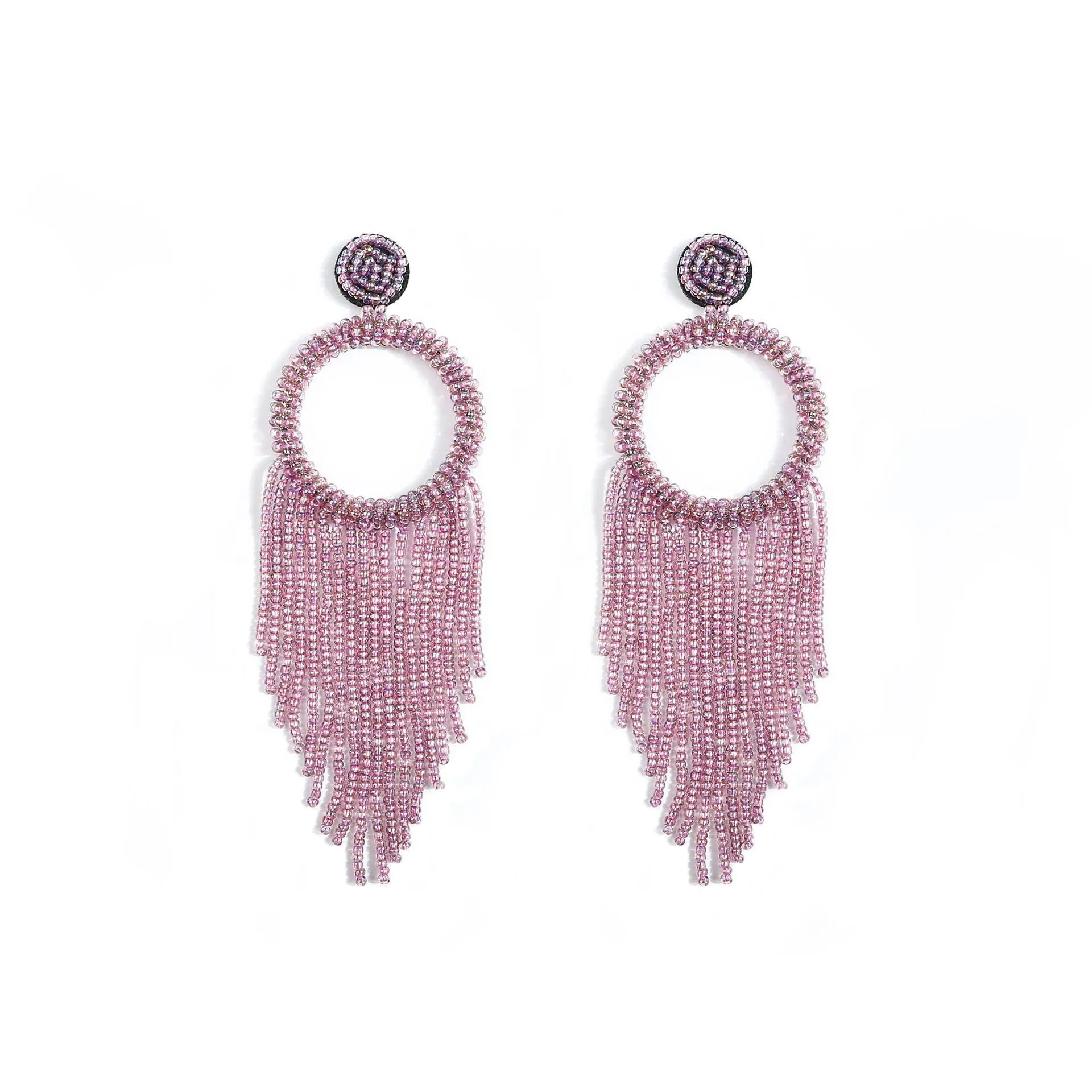 Wholesale Bohemian Hand-woven Christmas Cute Lightweight Rice Bead Earrings