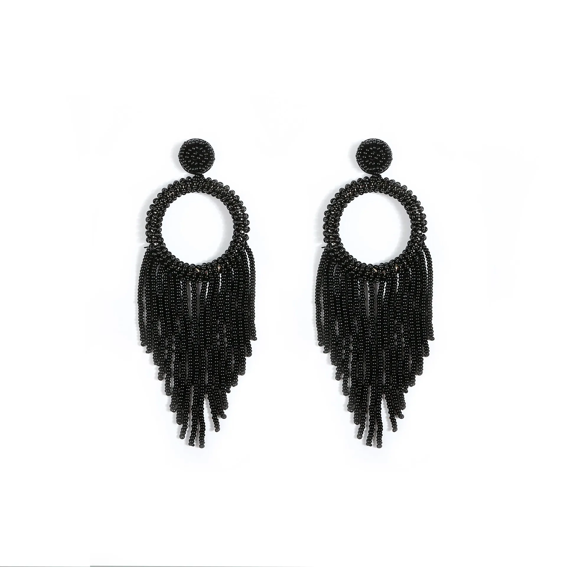 Wholesale Bohemian Hand-woven Christmas Cute Lightweight Rice Bead Earrings