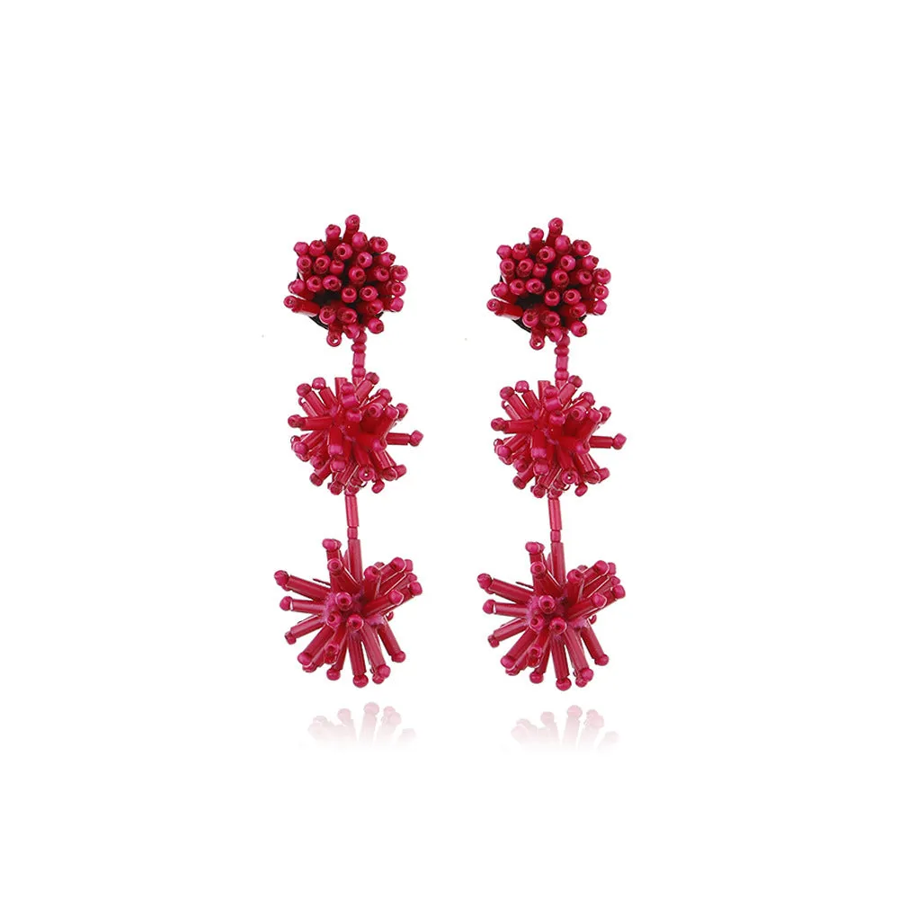 Wholesale Bohemian Hand-woven Christmas Cute Playful Rice Bead Earrings