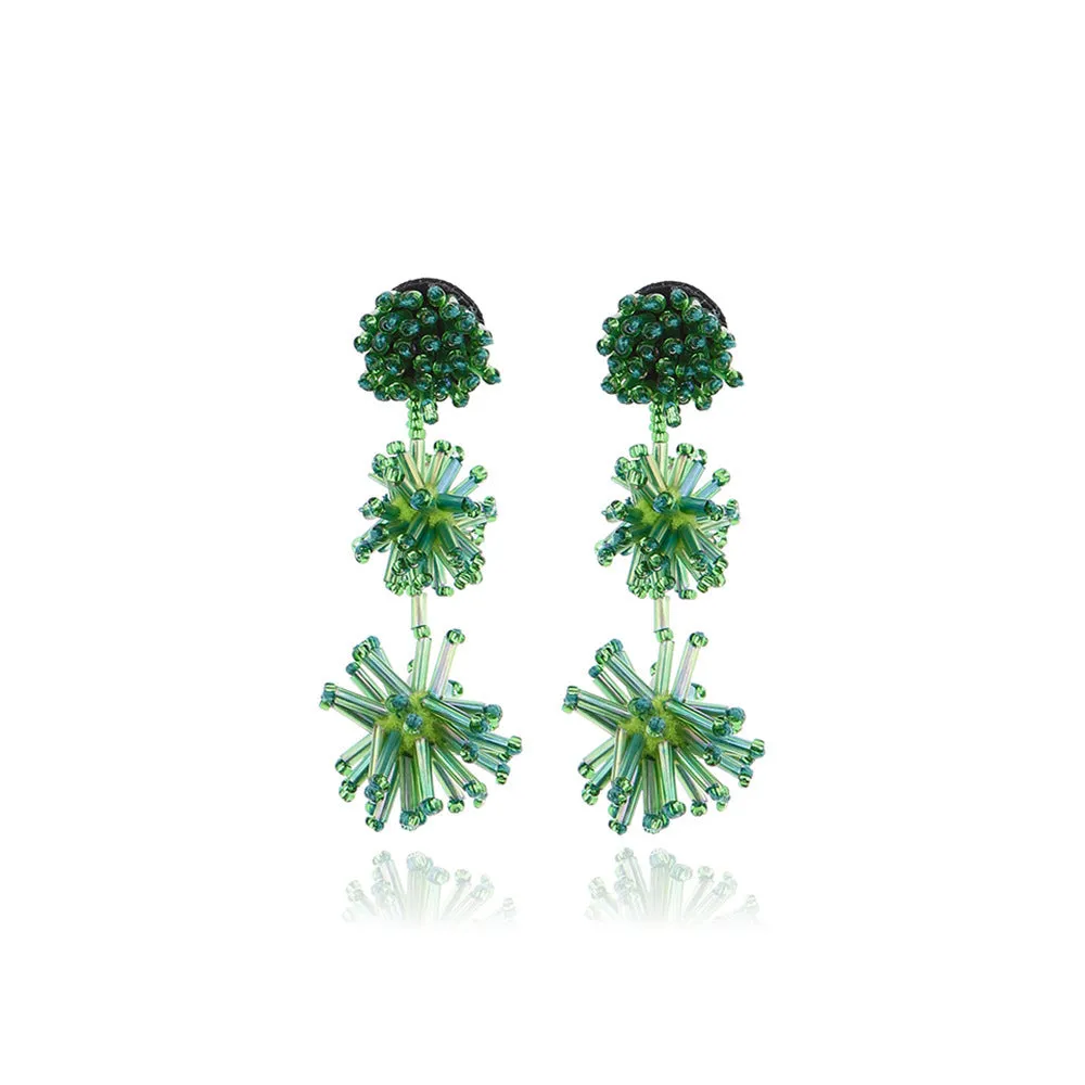 Wholesale Bohemian Hand-woven Christmas Cute Playful Rice Bead Earrings