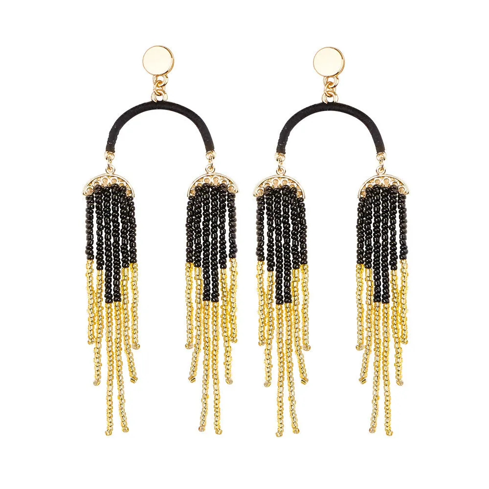 Wholesale Bohemian Hand-woven Christmas Cute Playful Rice Bead Earrings
