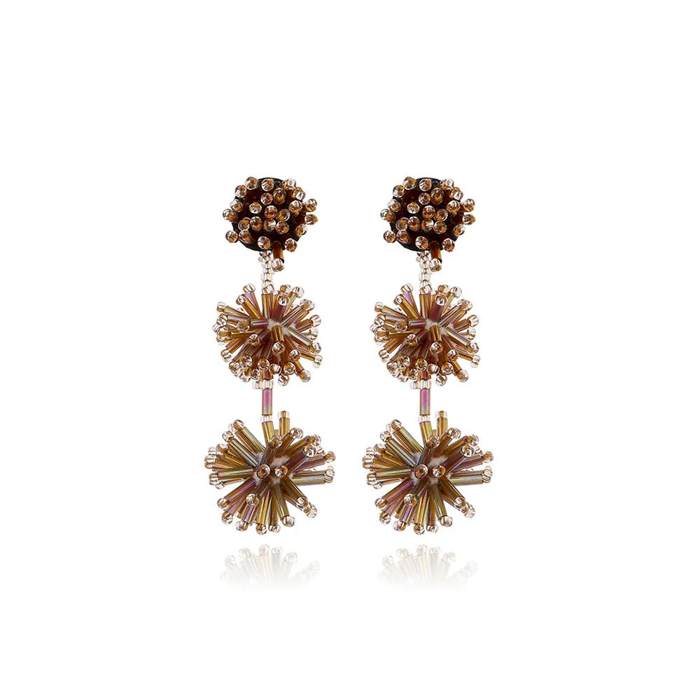 Wholesale Bohemian Hand-woven Christmas Cute Playful Rice Bead Earrings