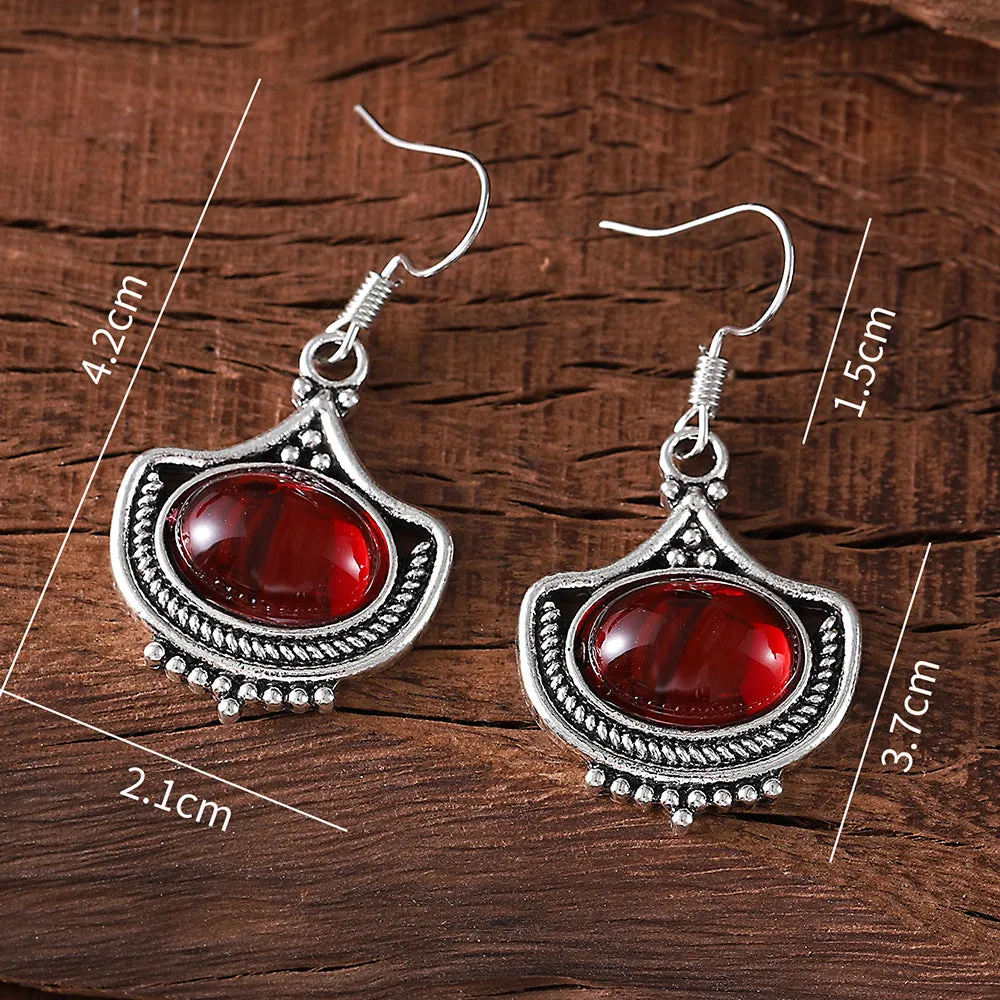 Wholesale Bohemian Retro Western Style Ruby Earrings