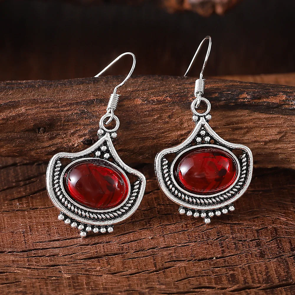 Wholesale Bohemian Retro Western Style Ruby Earrings