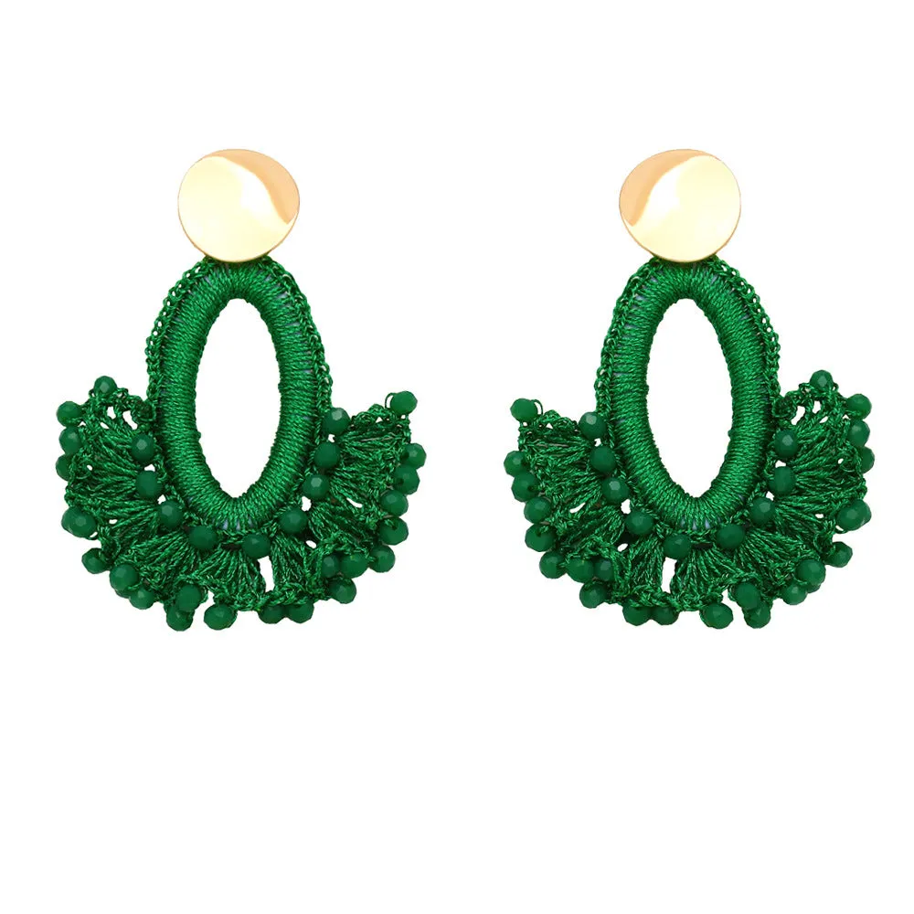 Wholesale Bohemian Scalloped Tassel Bead Ear Studs