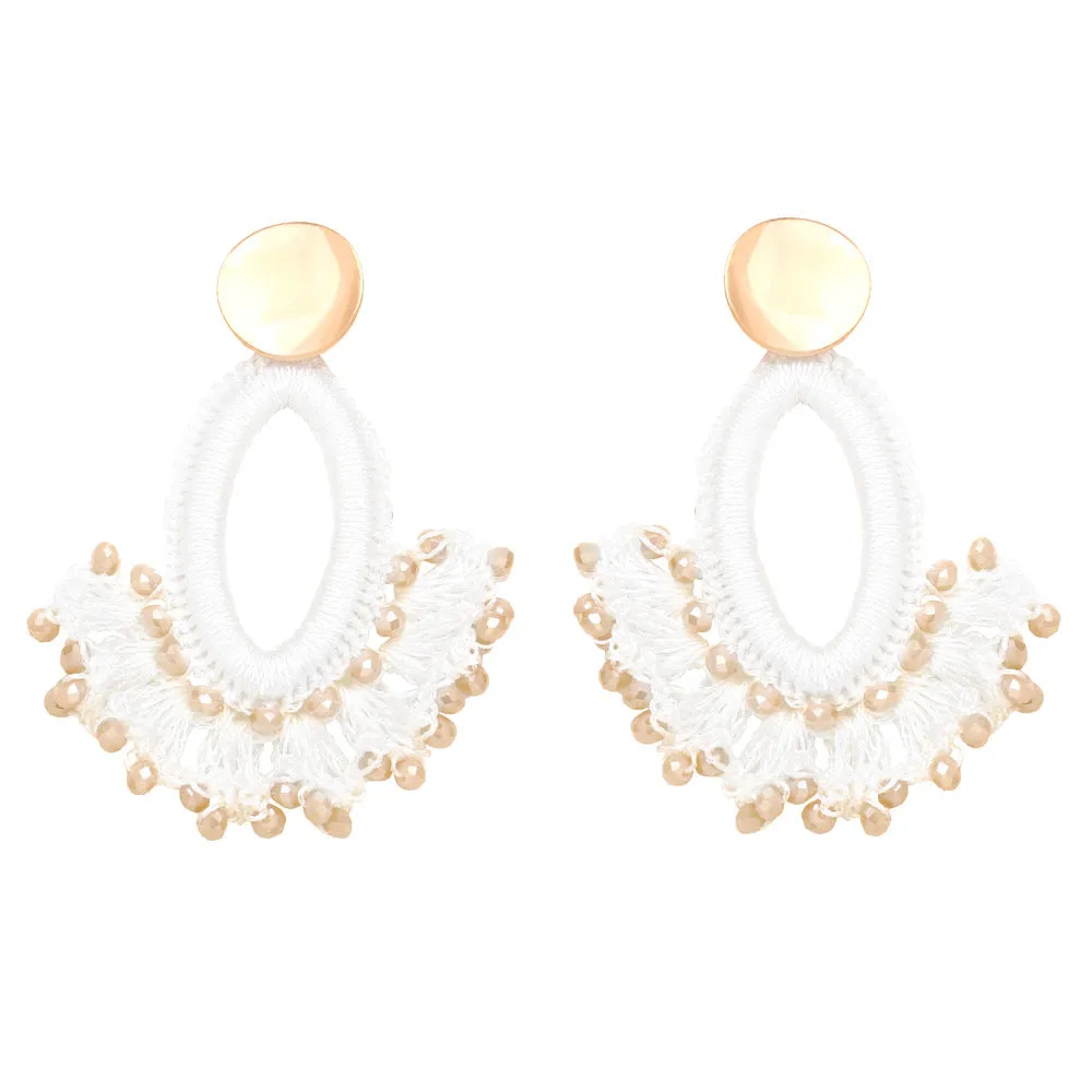 Wholesale Bohemian Scalloped Tassel Bead Ear Studs