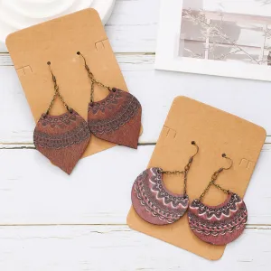Wholesale Bohemian Style Diamond Crescent Print Chain Personality Fashion Earrings