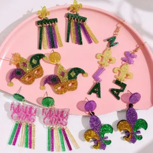 Wholesale Bohemian Style Drop-Shaped Simple Distinctive Acrylic Tassel Carnival Earrings