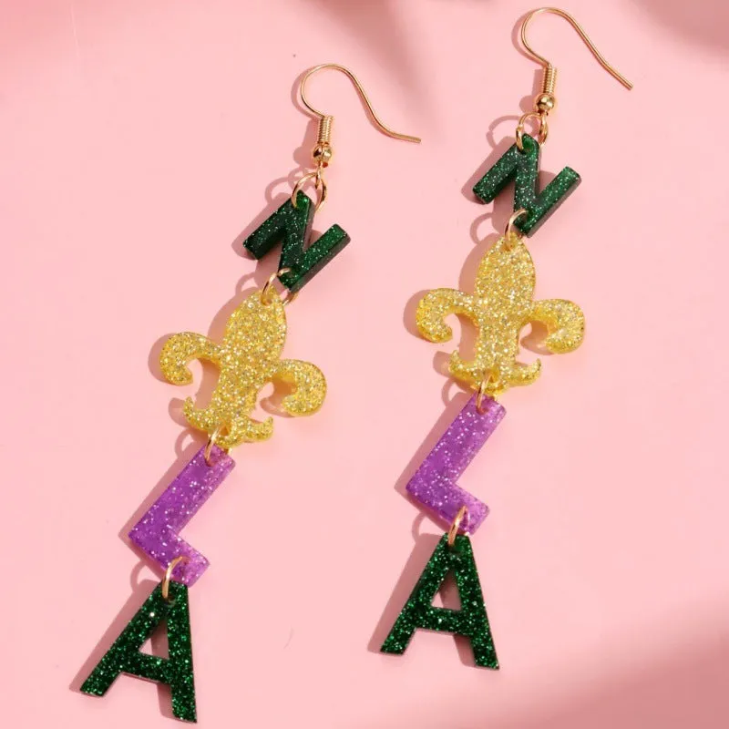Wholesale Bohemian Style Drop-Shaped Simple Distinctive Acrylic Tassel Carnival Earrings