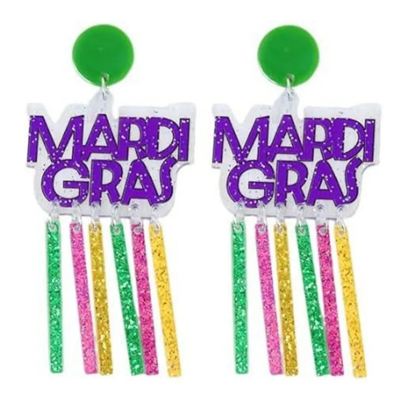 Wholesale Bohemian Style Drop-Shaped Simple Distinctive Acrylic Tassel Carnival Earrings