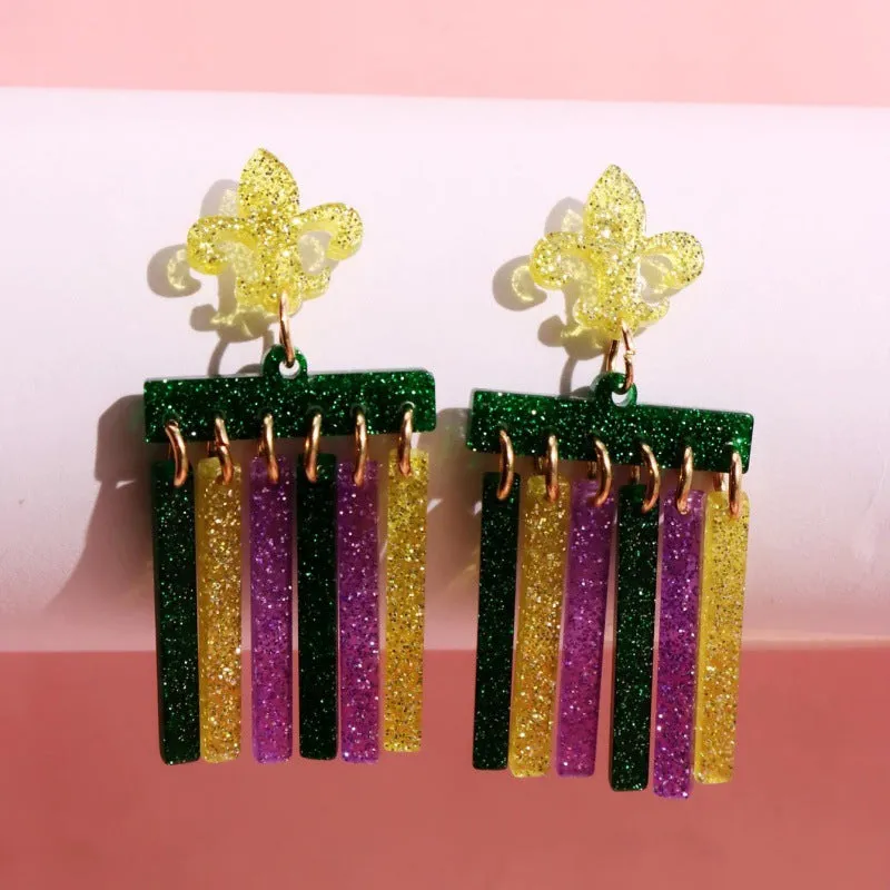 Wholesale Bohemian Style Drop-Shaped Simple Distinctive Acrylic Tassel Carnival Earrings