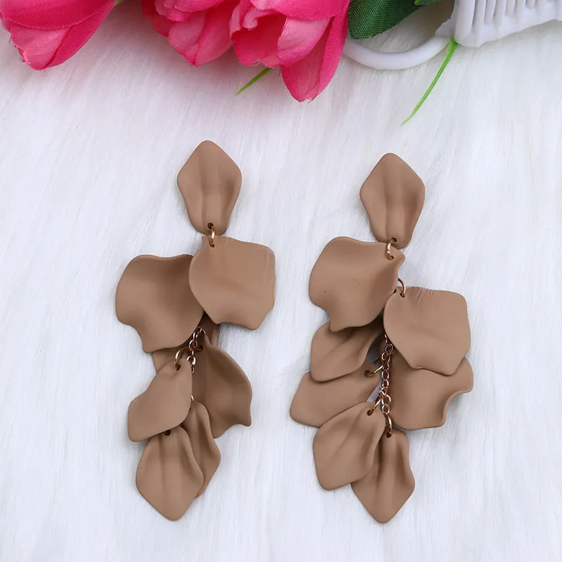 Wholesale Bohemian Style Fashion Personality Tassel Petal Candy Color Design Earrings