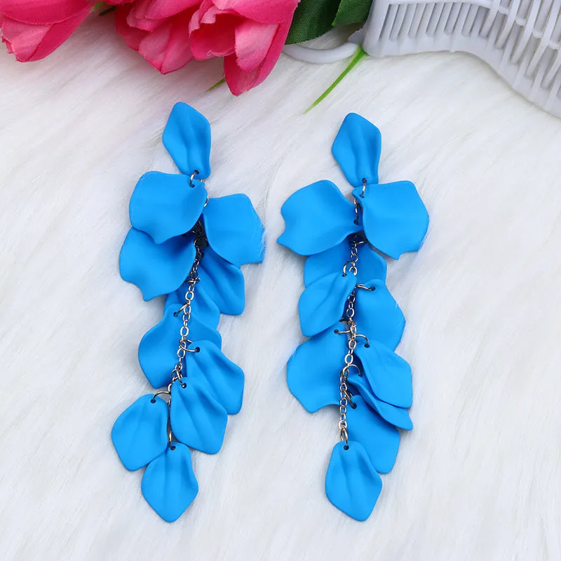Wholesale Bohemian Style Fashion Personality Tassel Petal Candy Color Design Earrings