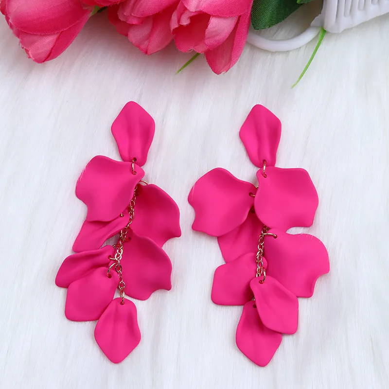 Wholesale Bohemian Style Fashion Personality Tassel Petal Candy Color Design Earrings