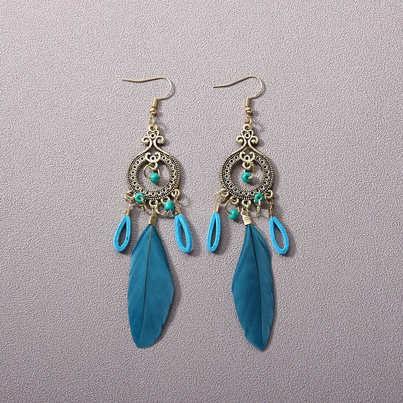 Wholesale Bohemian Tassel Ethnic Style Long Earrings