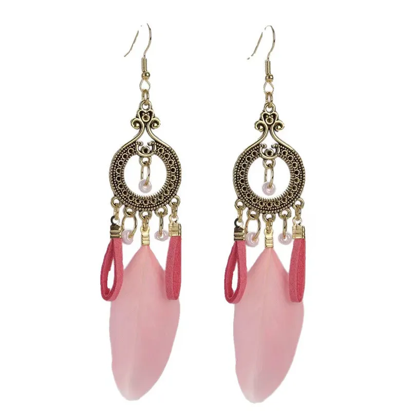 Wholesale Bohemian Tassel Ethnic Style Long Earrings