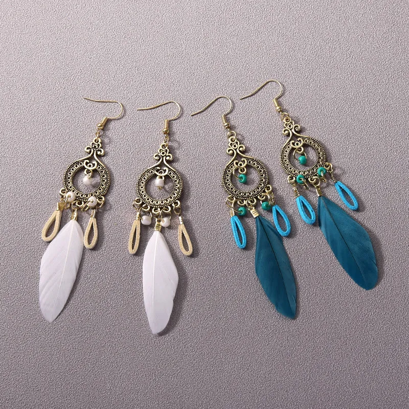 Wholesale Bohemian Tassel Ethnic Style Long Earrings