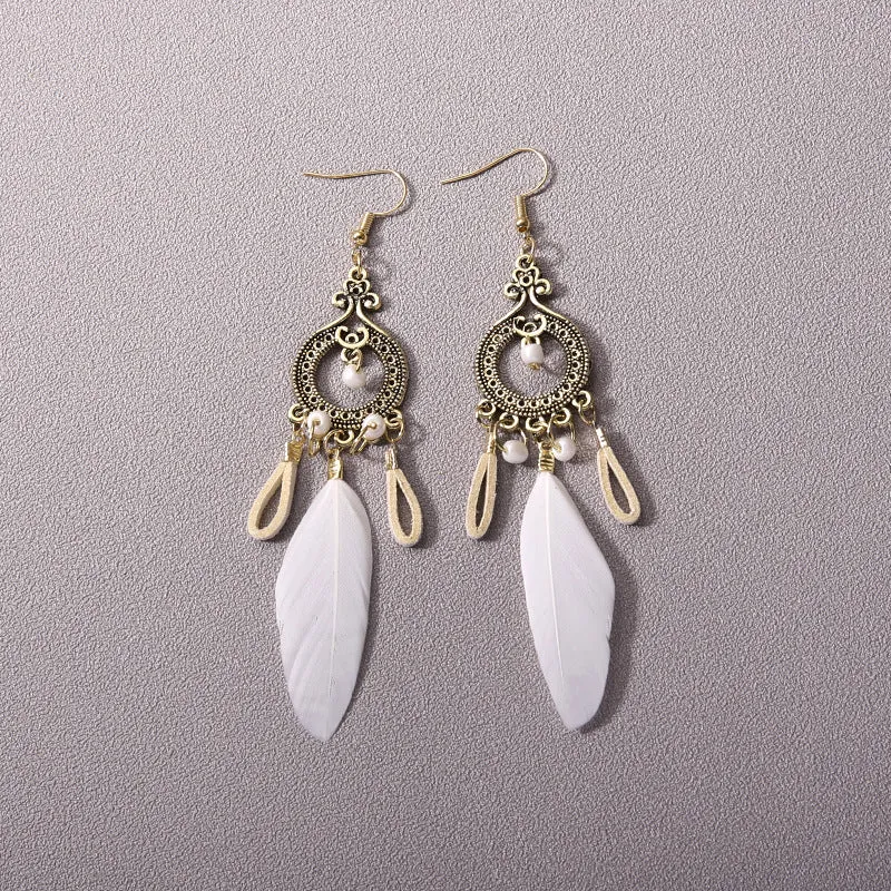 Wholesale Bohemian Tassel Ethnic Style Long Earrings