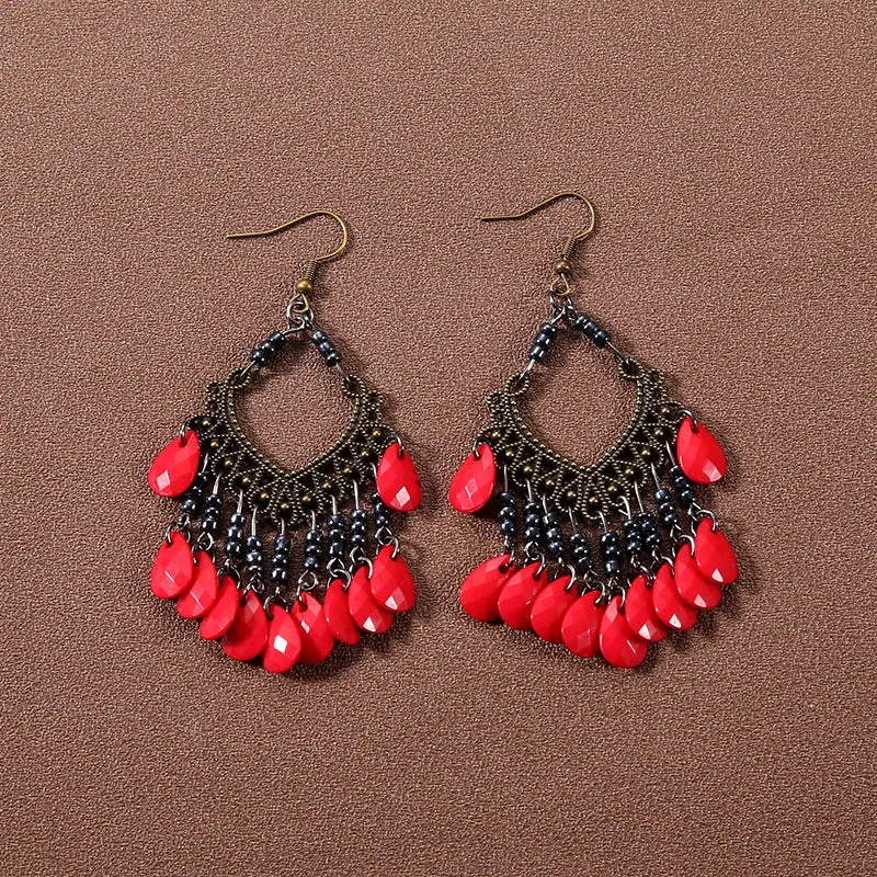 Wholesale Bohemian Tassel Turquoise Vintage Earrings