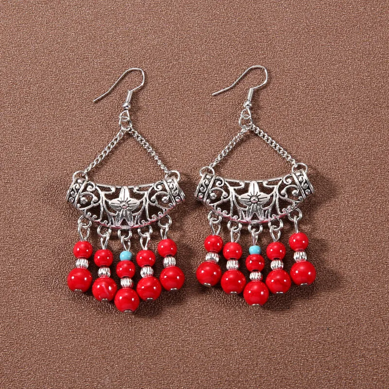 Wholesale Bohemian Tassel Turquoise Vintage Earrings