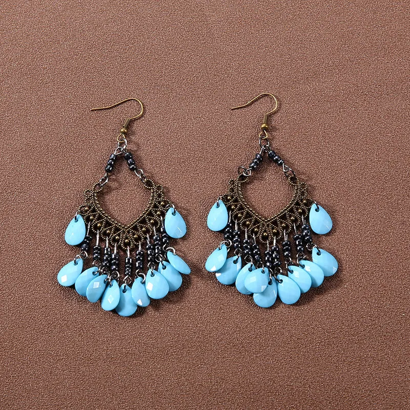 Wholesale Bohemian Tassel Turquoise Vintage Earrings