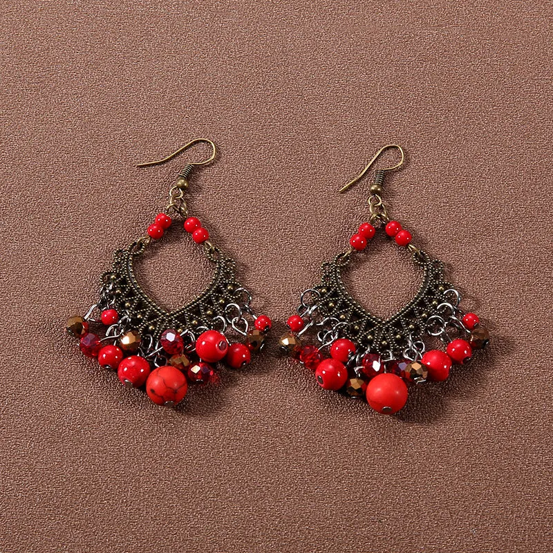 Wholesale Bohemian Tassel Turquoise Vintage Earrings