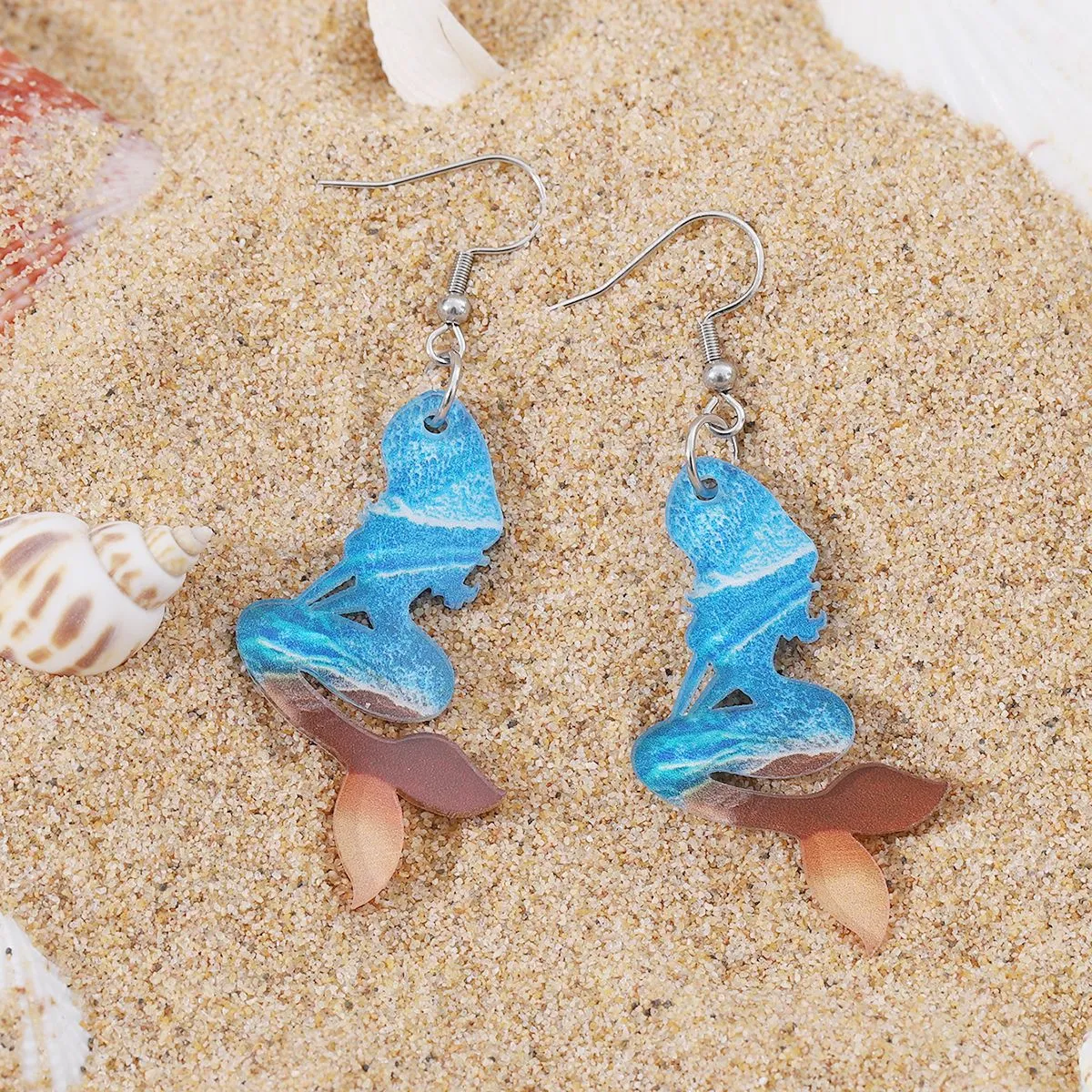 Wholesale Bohemian Wave Starfish Turtle Shell Seahorse Pendant Acrylic Earrings